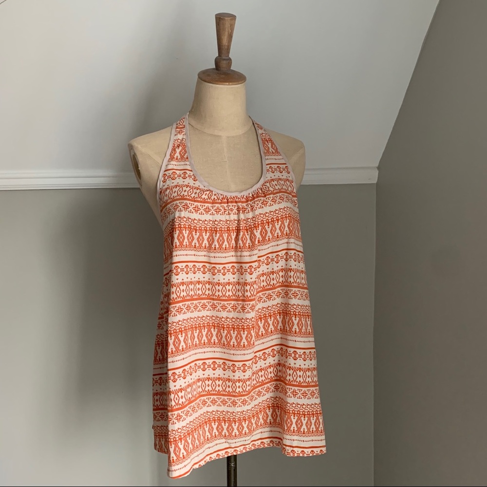 Fair isle print ladder razor back tank